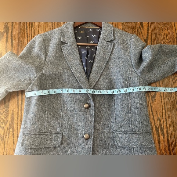 Talbots Blue Herringbone Blazer Size L/XL Wool Blend Jacket Horses Liner Academi - Picture 10 of 10
